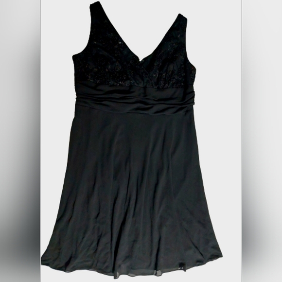 S.L. Fashions Sequin Mid Length Black Dress with Cover 20W - Picture 2 of 10